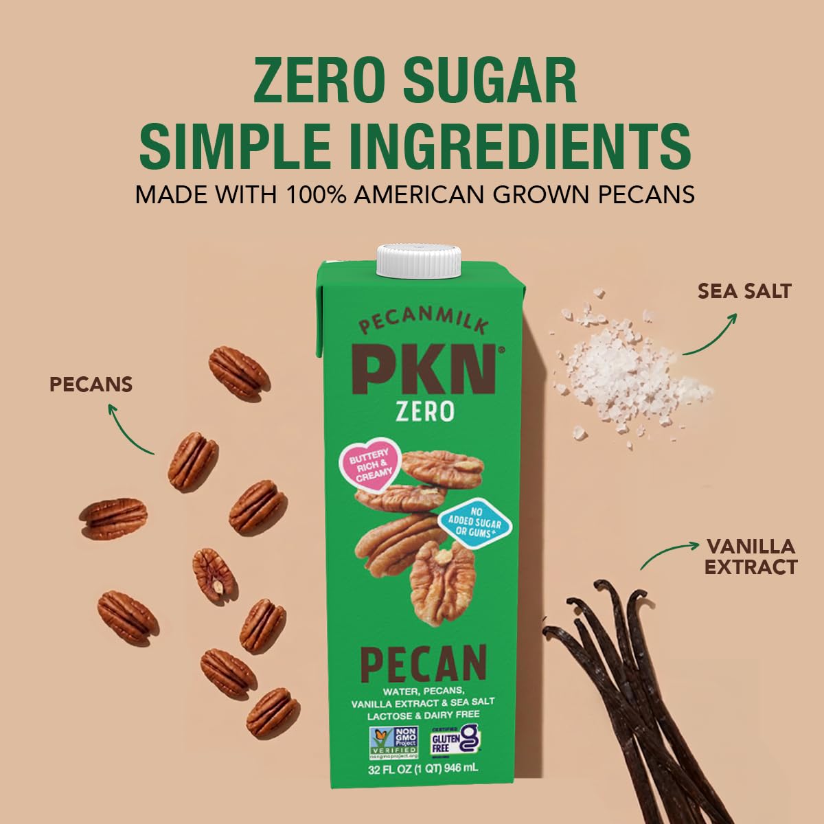 Amazon.com: PKN Zero Pecan Milk - 32 Fl Oz (Pack of 6) - Dairy